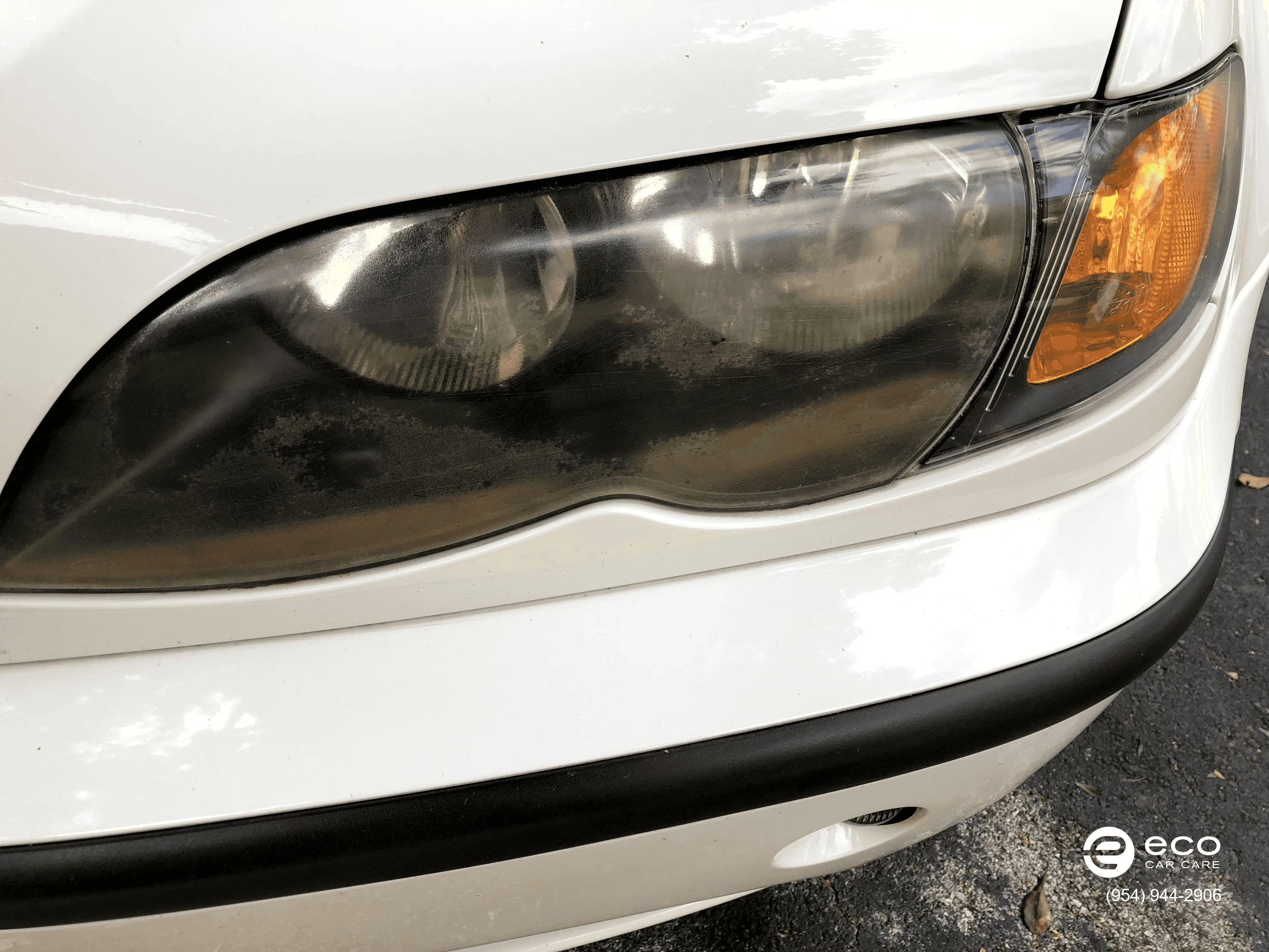 peeling headlight correction and restoration paint protection film